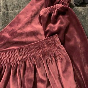 velvet burgundy sweatpants
